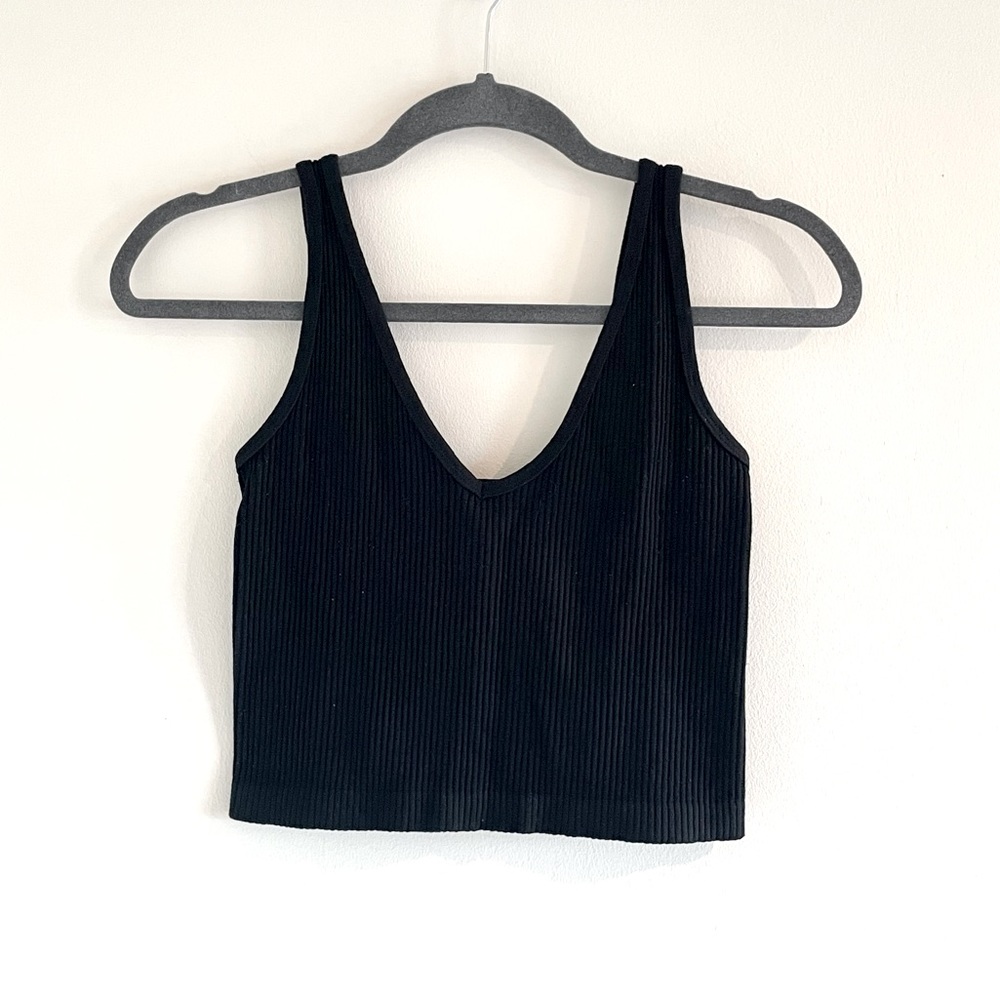 Free People Black Ribbed Brami Tank